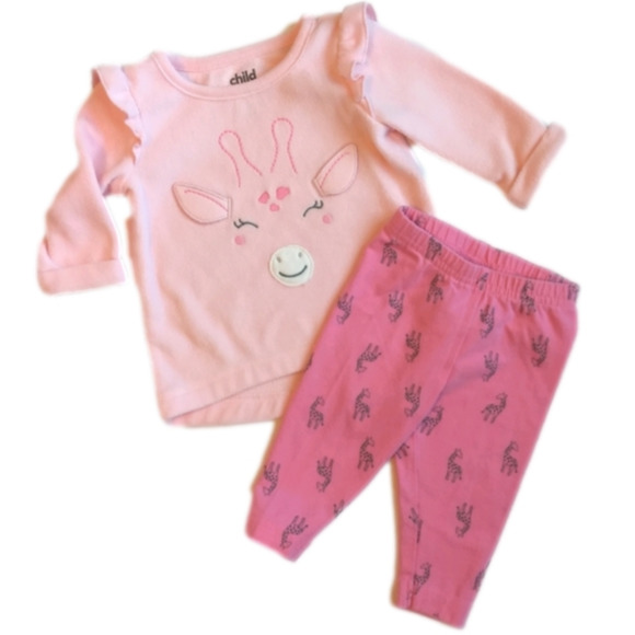 Pink Giraffe 🦒 Baby Girl Outfit * 0-3M - Picture 1 of 8